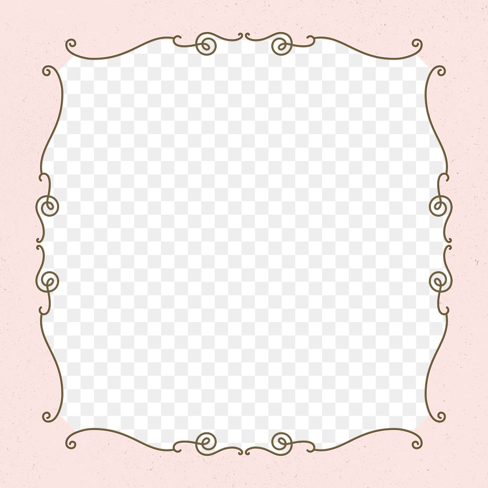 Png frame vintage style on pastel pink background