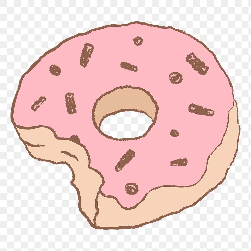 Donut sticker png, cute cafe illustration