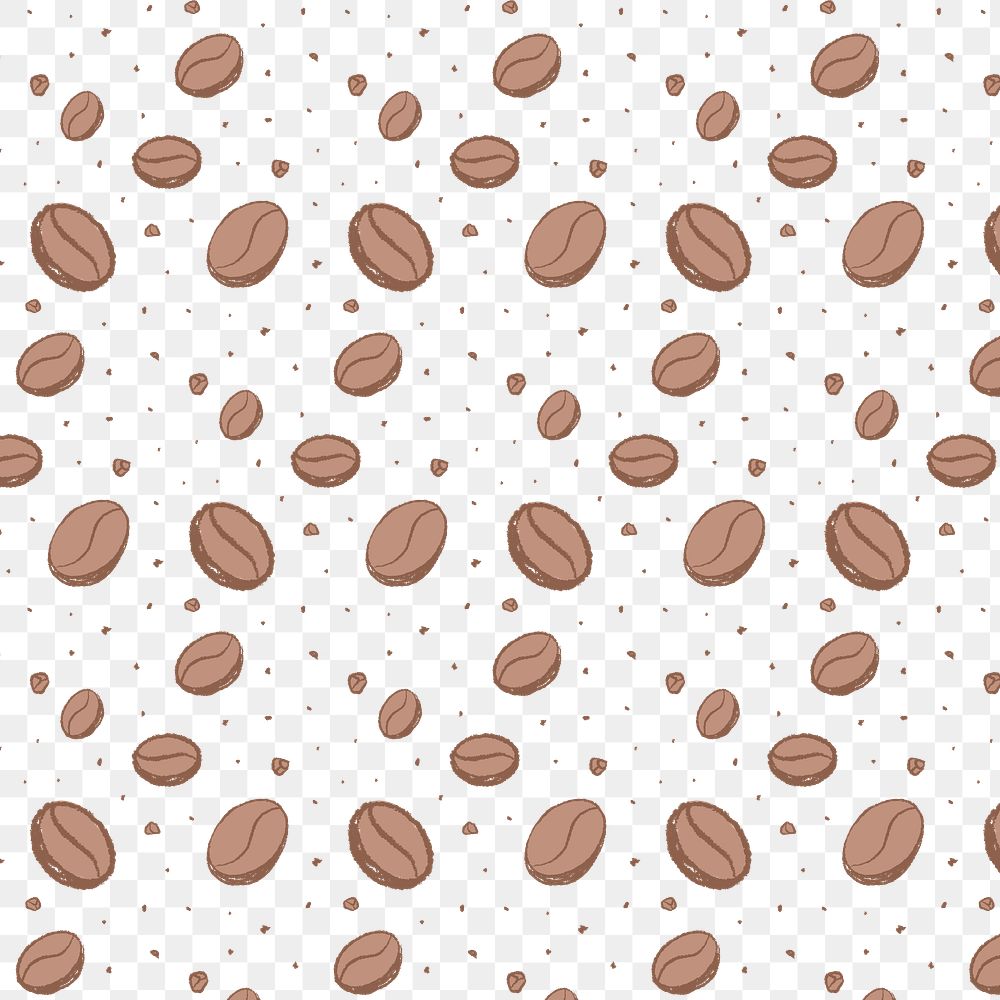 Coffee beans png pattern, brown background