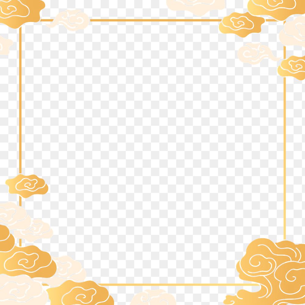 Gold frame png, Japanese cloud | Free PNG - rawpixel