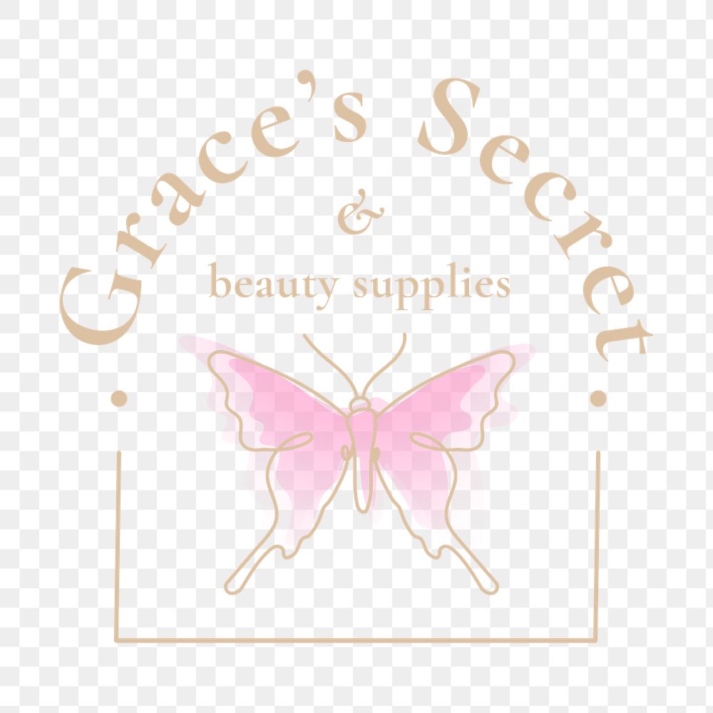 Grace&rsquo;s Secret png butterfly logo, salon business, creative design with slogan
