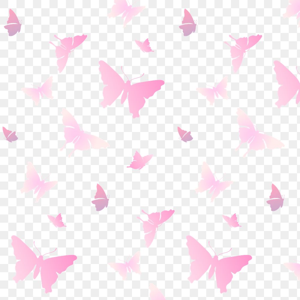Butterfly png pattern, transparent background pastel pink animal illustration