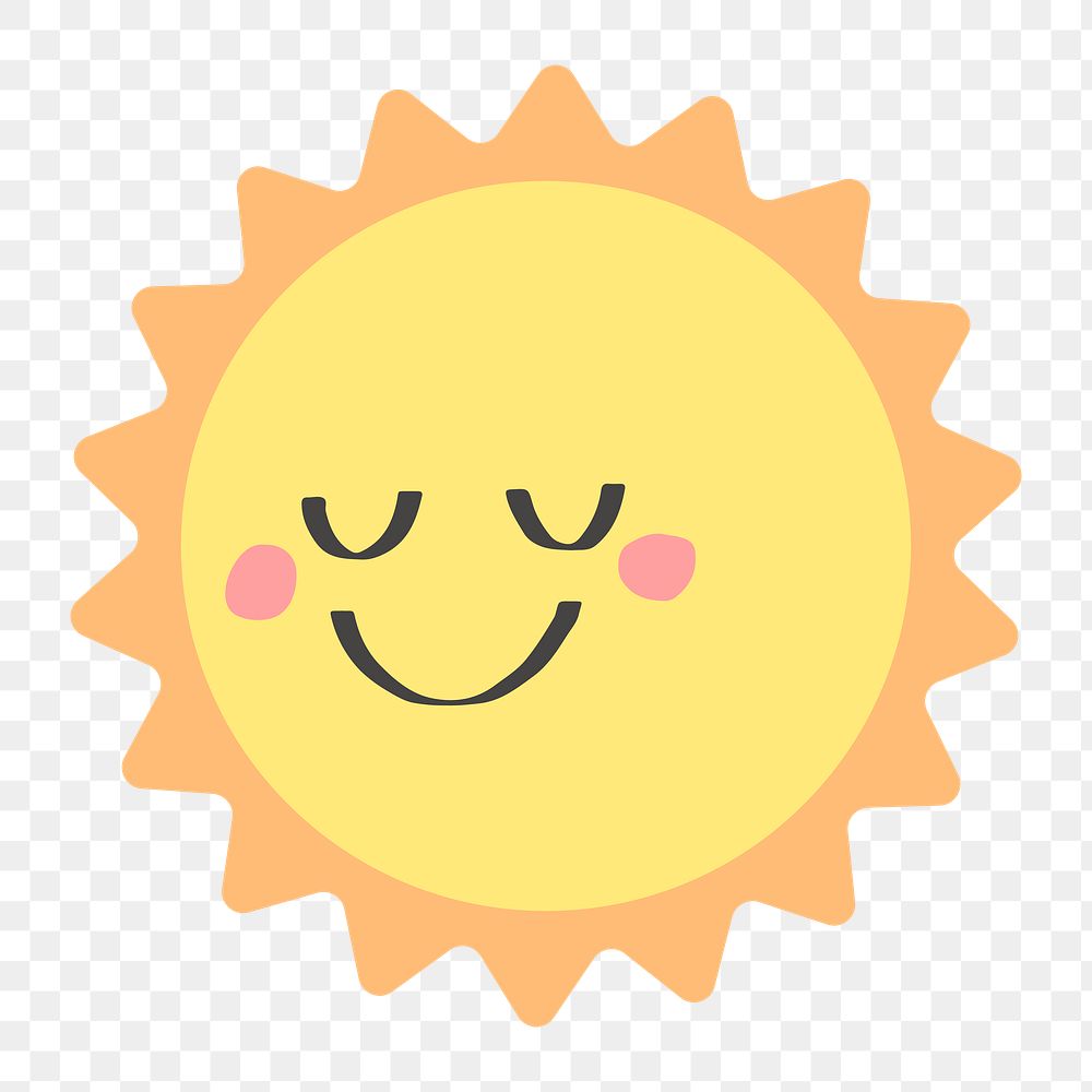 Sun png flat smiling sticker collage, cute weather transparent clipart