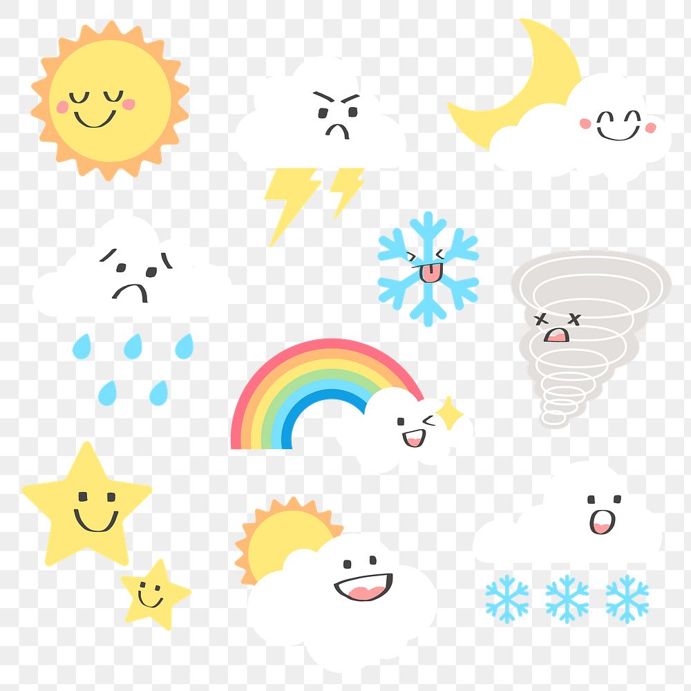 Weather png flat sticker collage, | Premium PNG - rawpixel