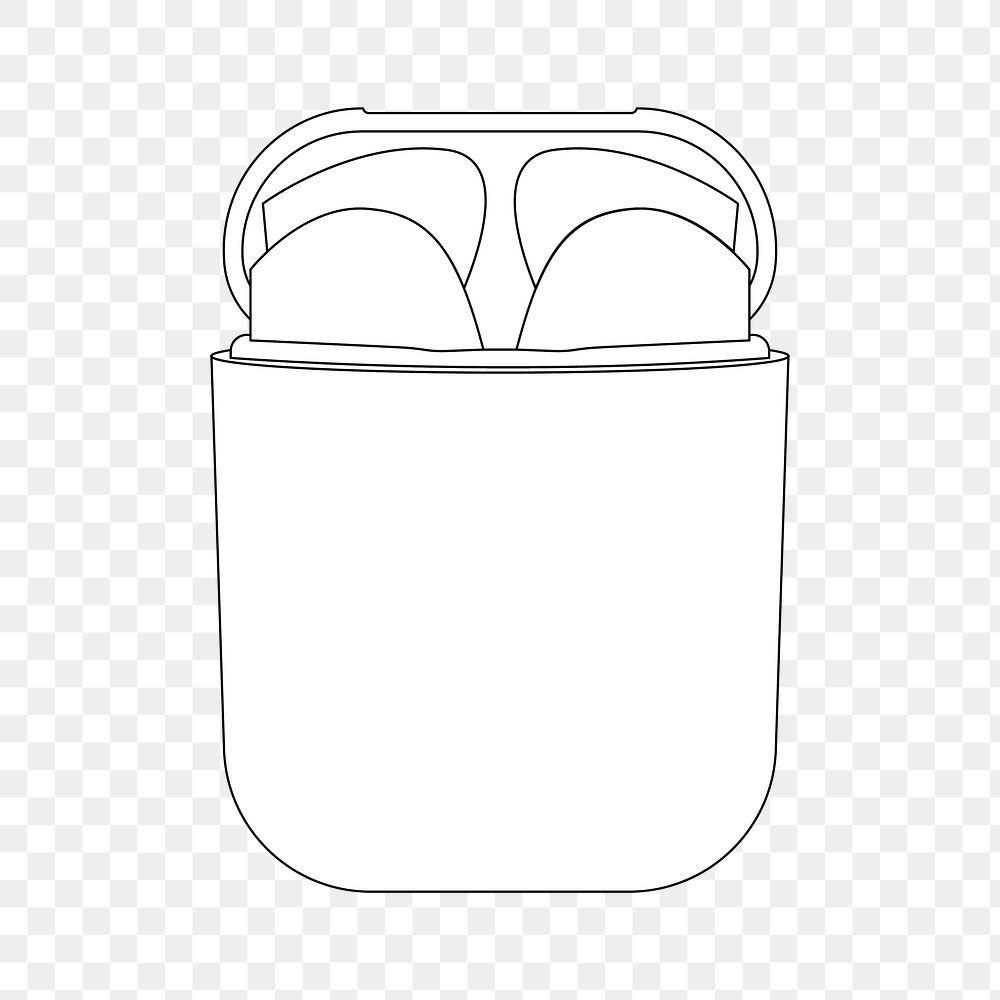 AirPods png outline png, white case, entertainment device illustration