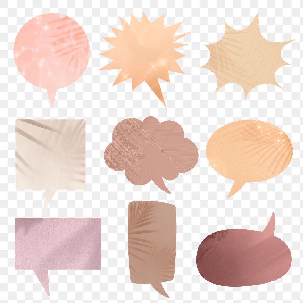 PNG Speech bubble sticker set, aesthetic shadows