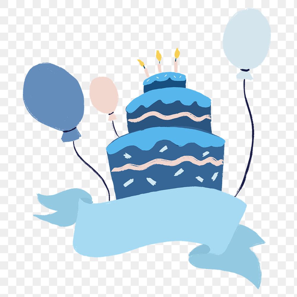 Birthday cake sticker png, cute party illustration 