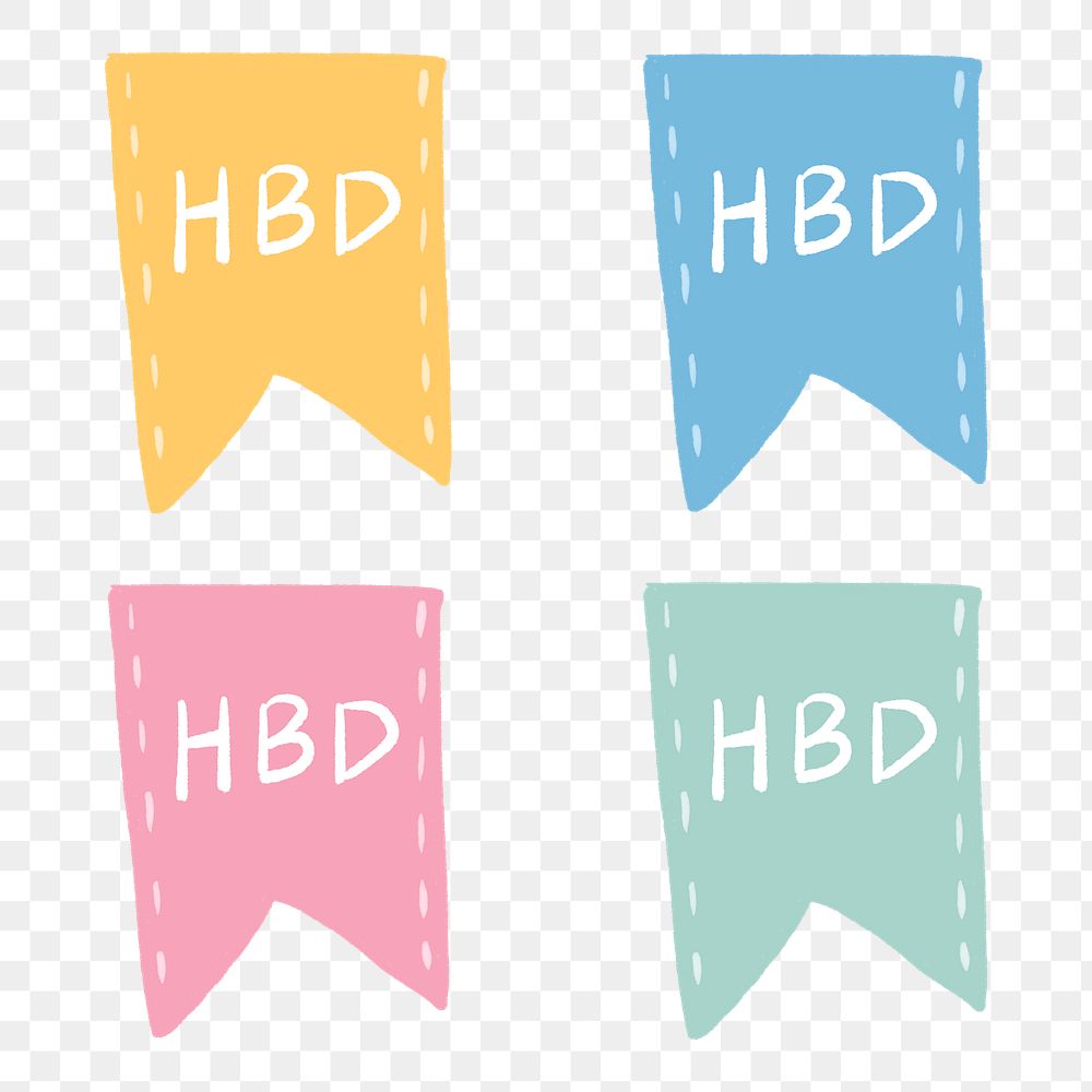 Birthday badge PNG sticker, decorative banner design set