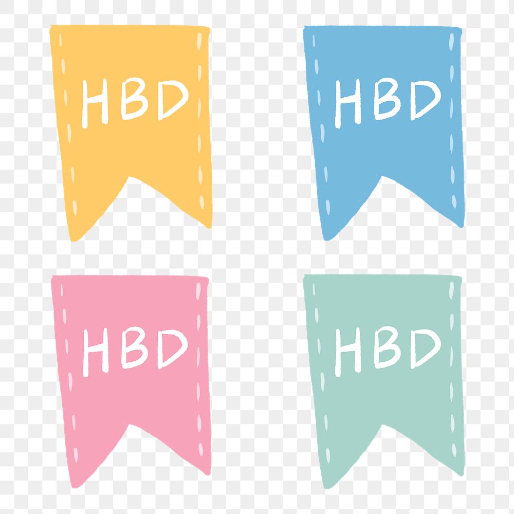 Birthday badge PNG sticker, decorative banner design set
