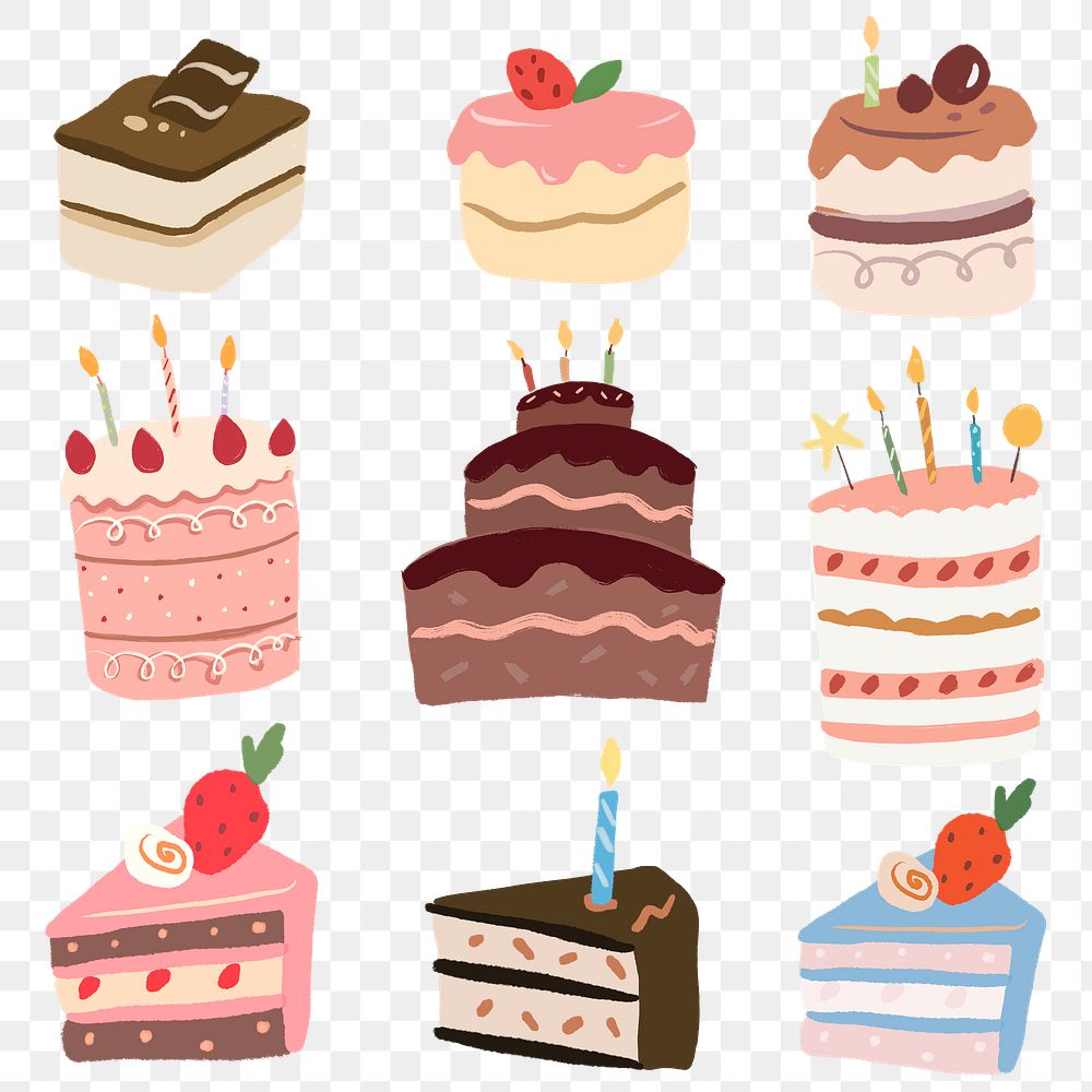 Cake PNG sticker graphic set