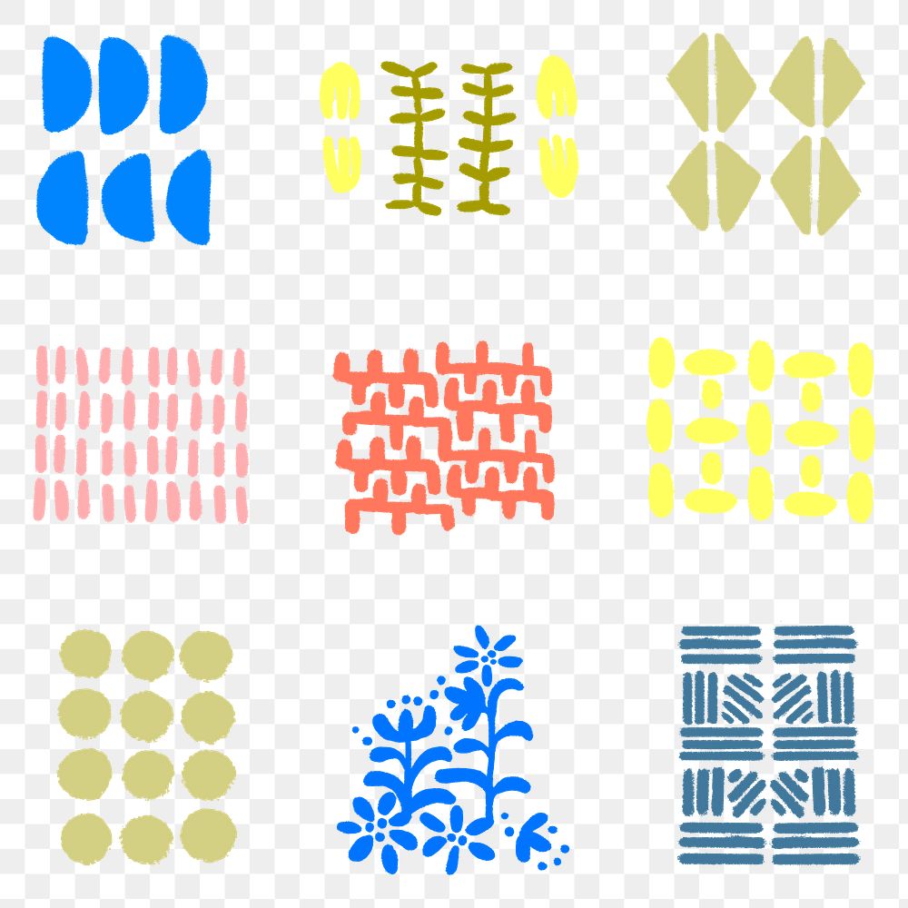 Ethnic block print png collage element graphic