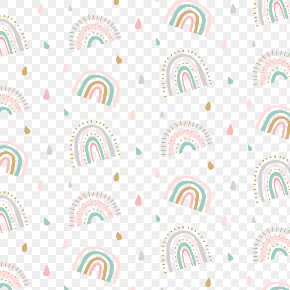Rainbow pattern PNG, cute doodle transparent background