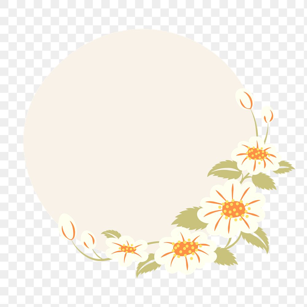 Border png, flower sticker illustration, cute spring frame