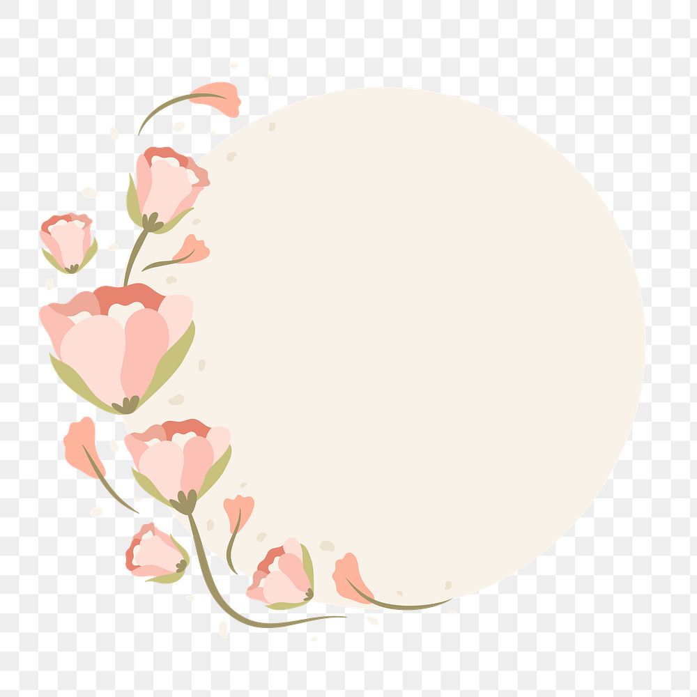 Border png, flower sticker illustration, flat design spring frame
