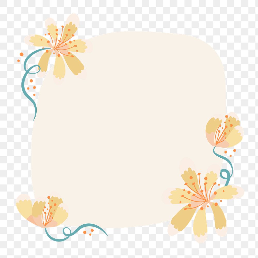Border png, flower sticker illustration, cute spring frame
