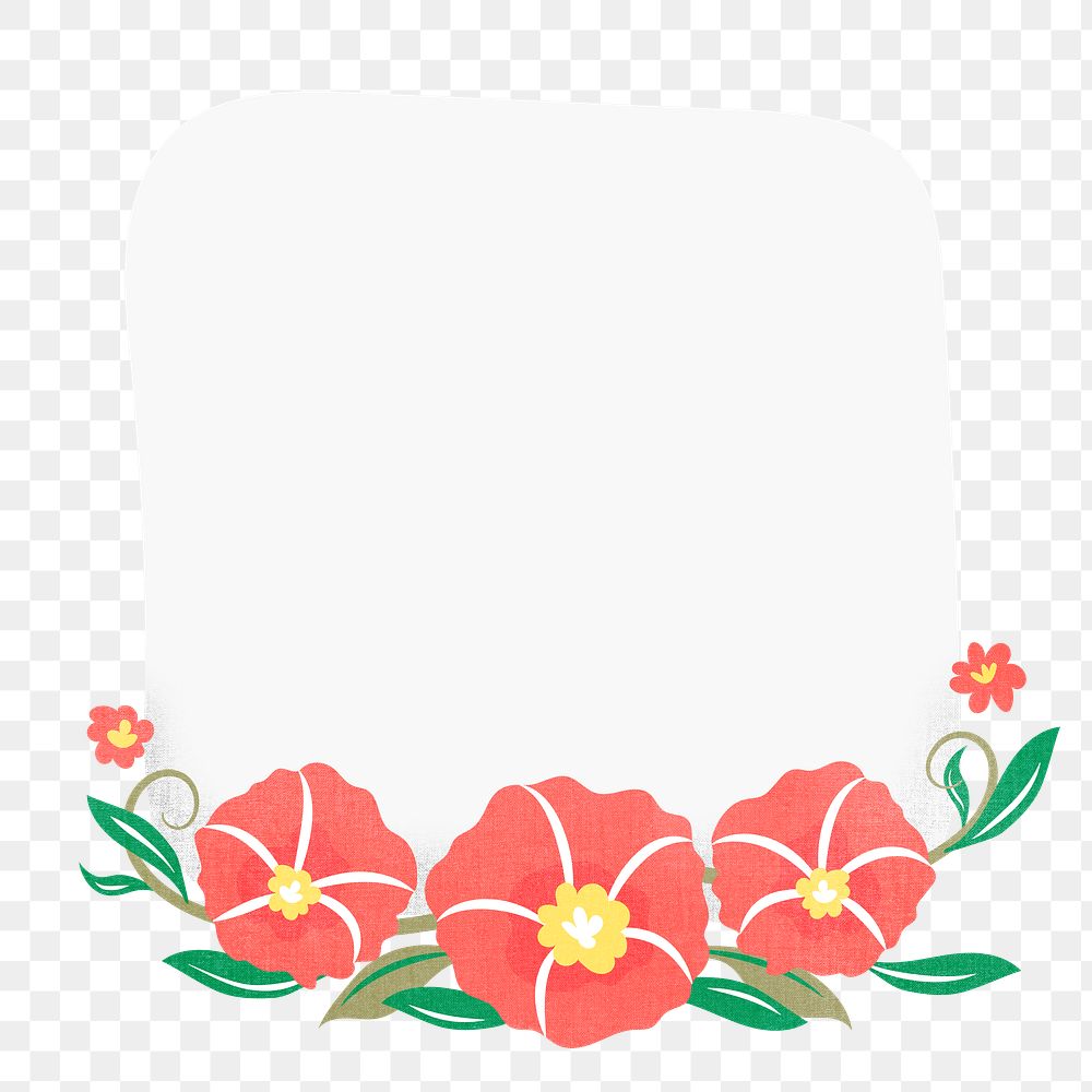 Flower png frame, flat design/cute sticker illustration, blooming spring season