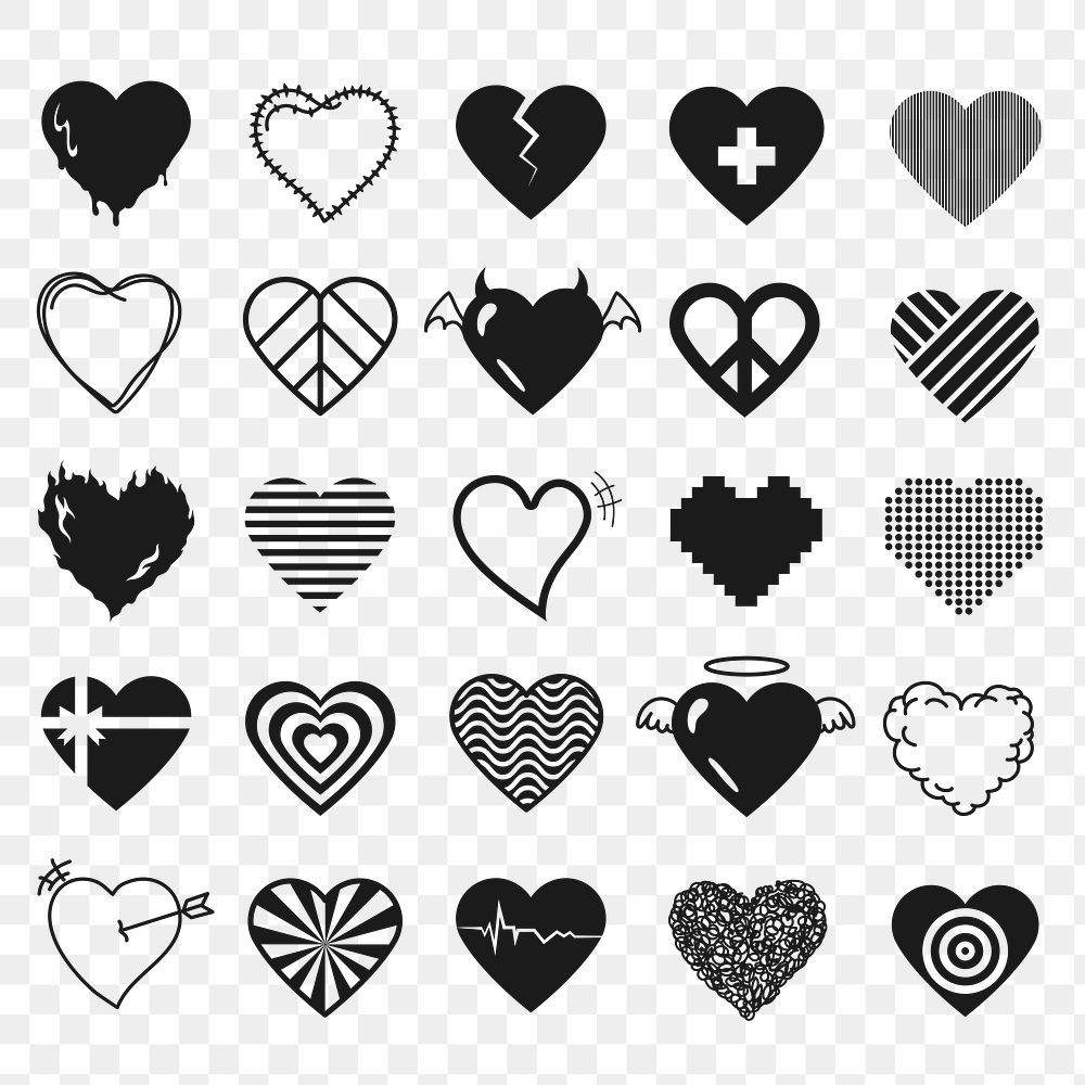 Black heart PNG sticker icon | Premium PNG - rawpixel