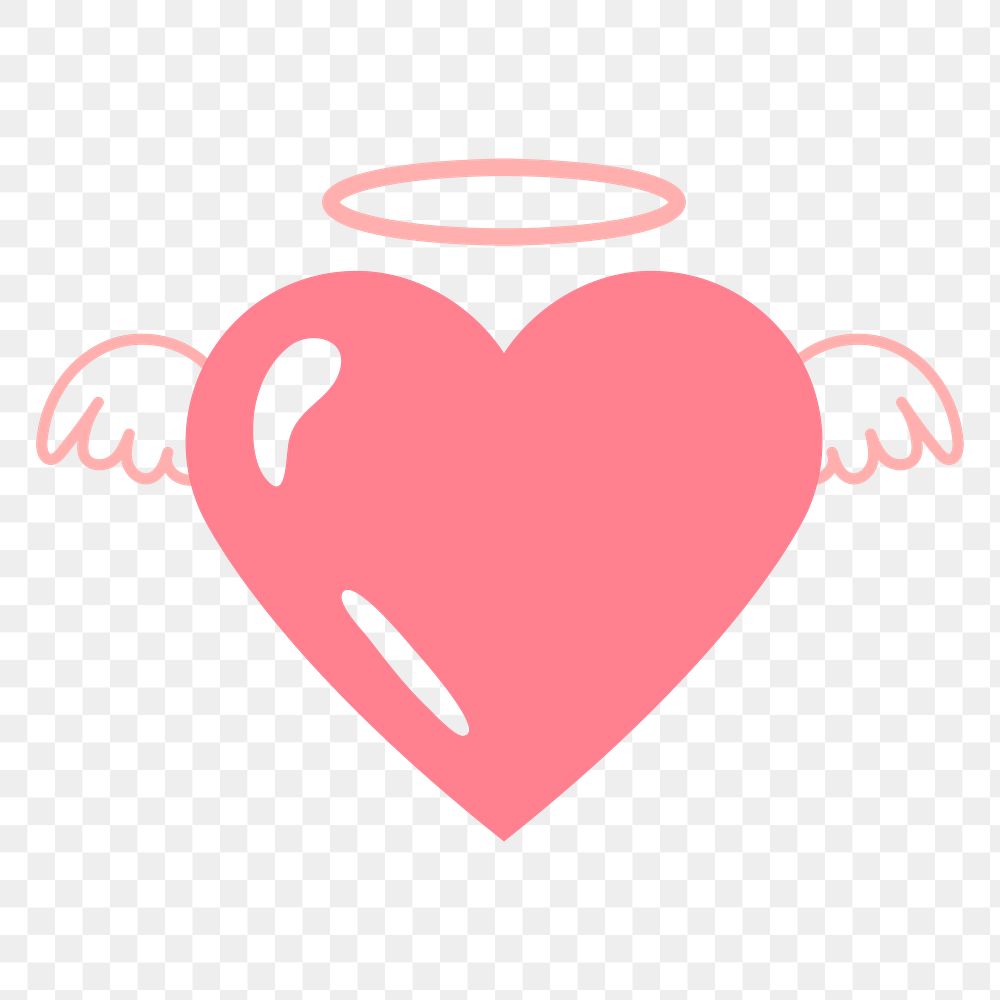 Angel heart PNG sticker, pink cute design icon