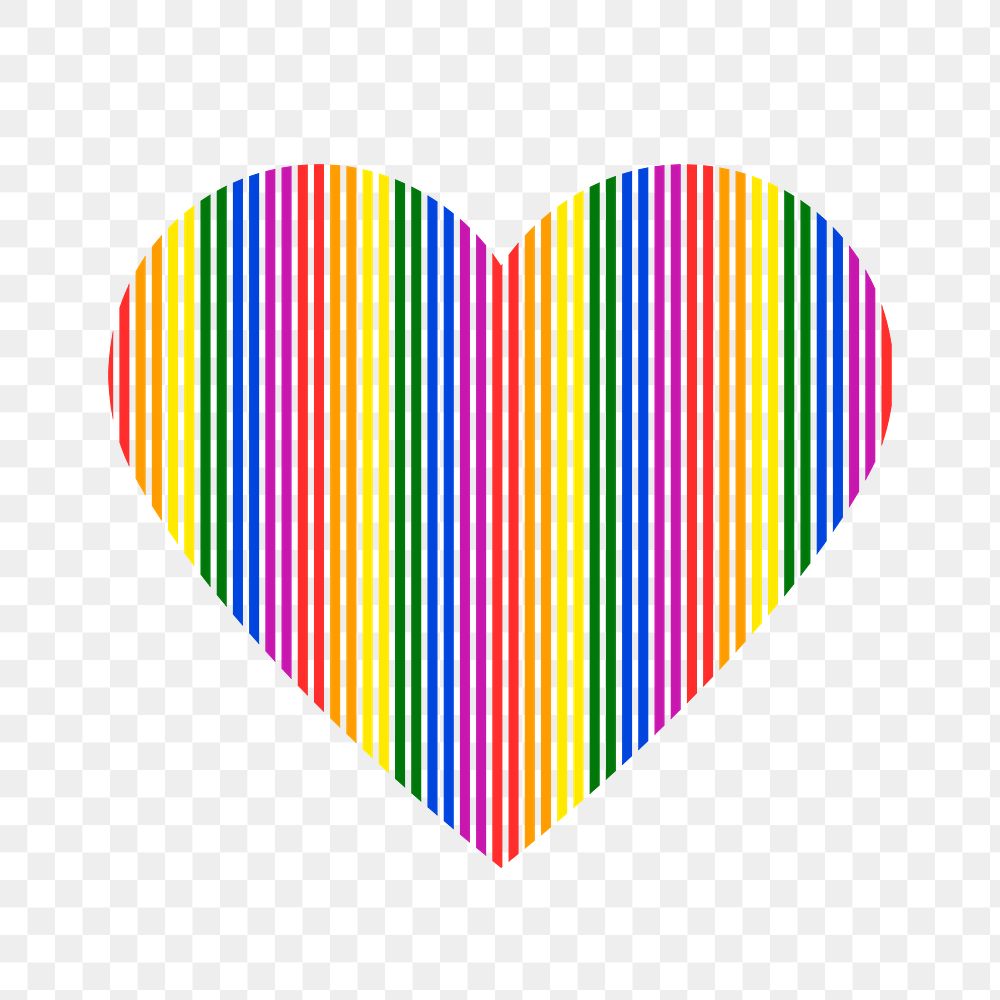 LGBT heart PNG clipart, colorful stripes icon