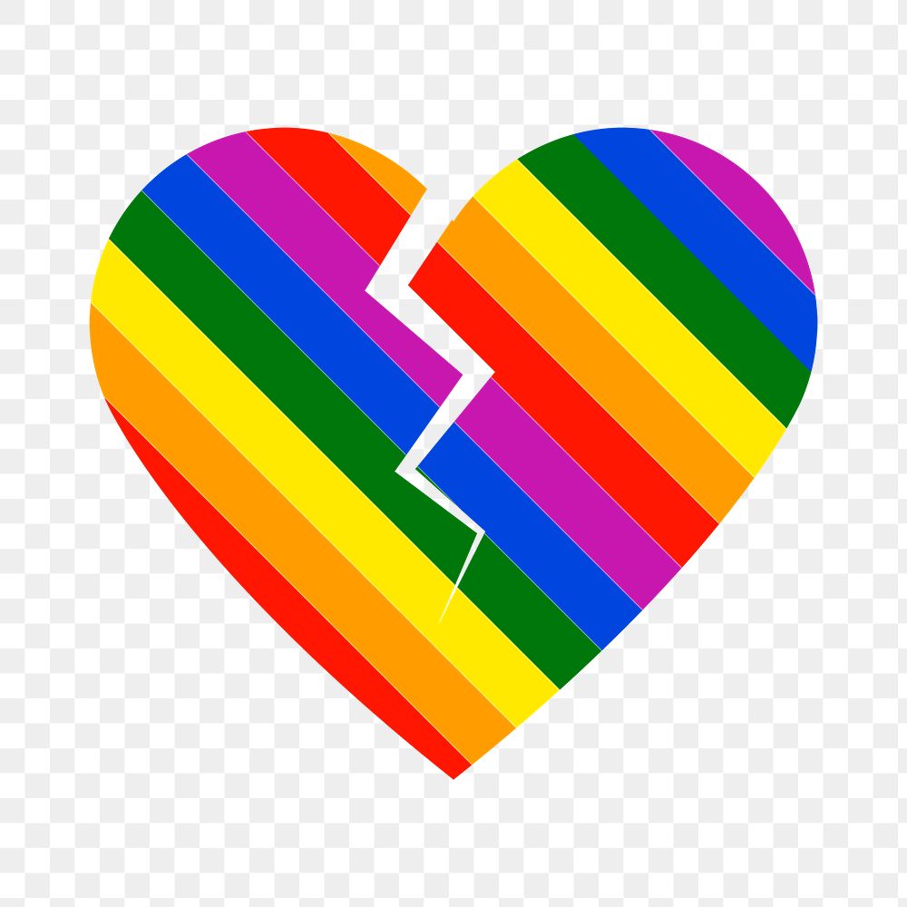 Heartbroken PNG sticker, colorful LGBT icon