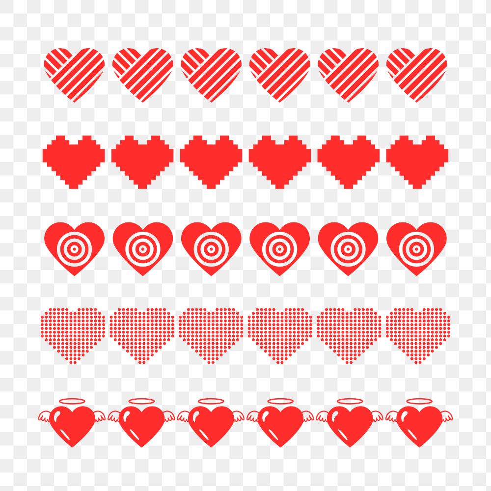 Heart divider PNG, cute love sticker set