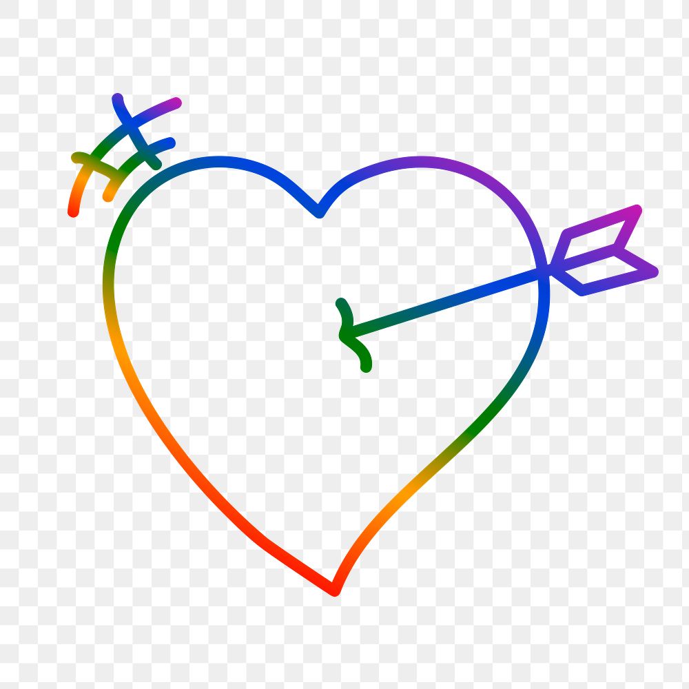 LGBT heart PNG clipart, rainbow doodle design icon