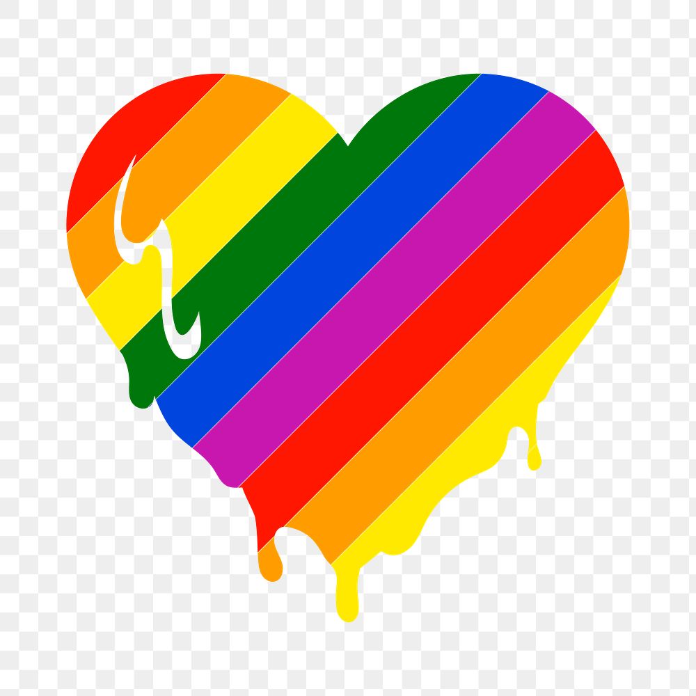 Rainbow heart PNG clipart, LGBT pride month icon