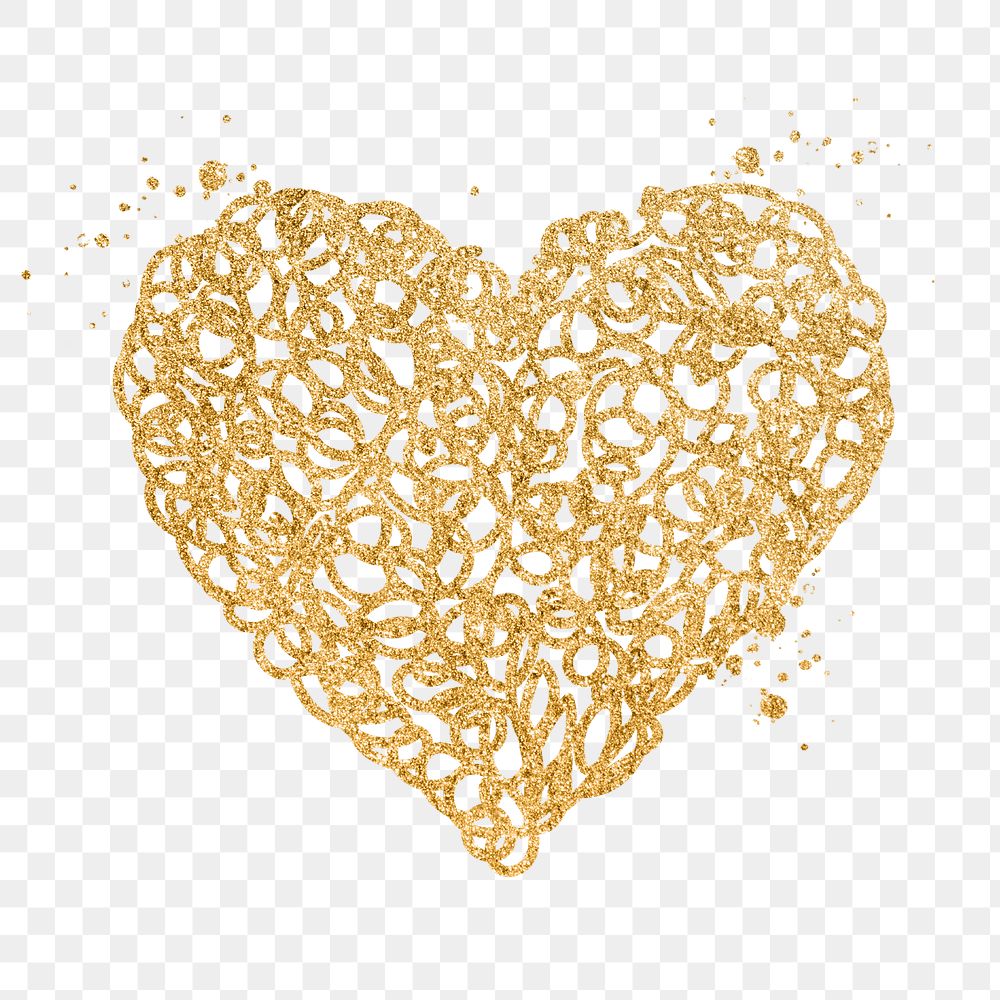 Heart PNG clipart, glitter gold | Premium Icons Sticker - rawpixel