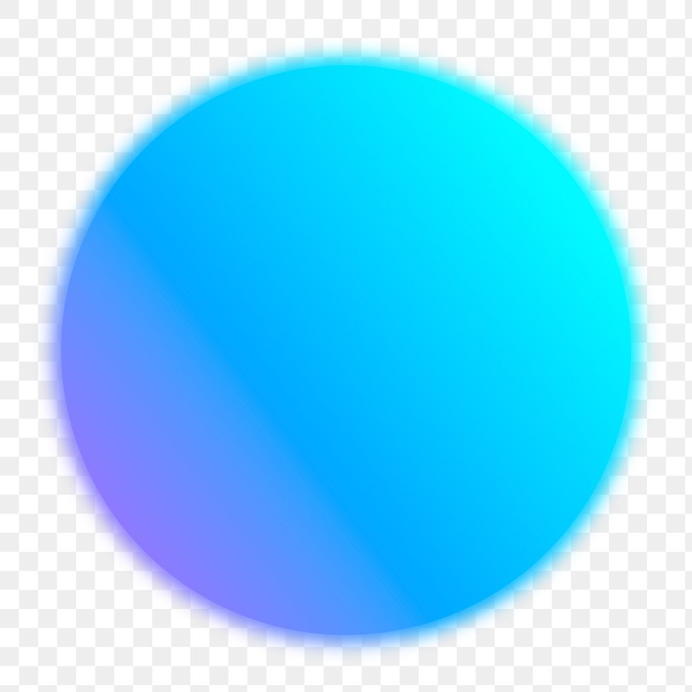 Aesthetic circle png sticker, retro futuristic neon, blue gradient clipart
