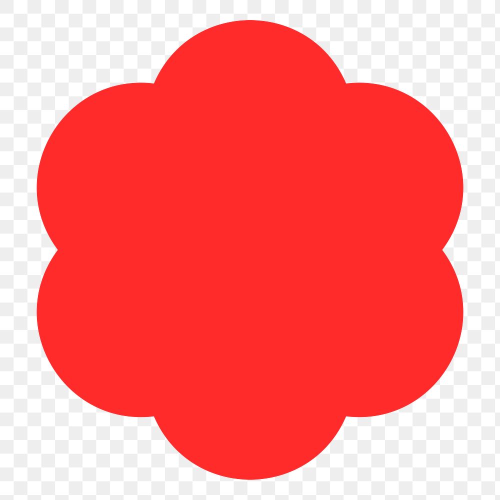 Flower png badge sticker, red retro flat clipart
