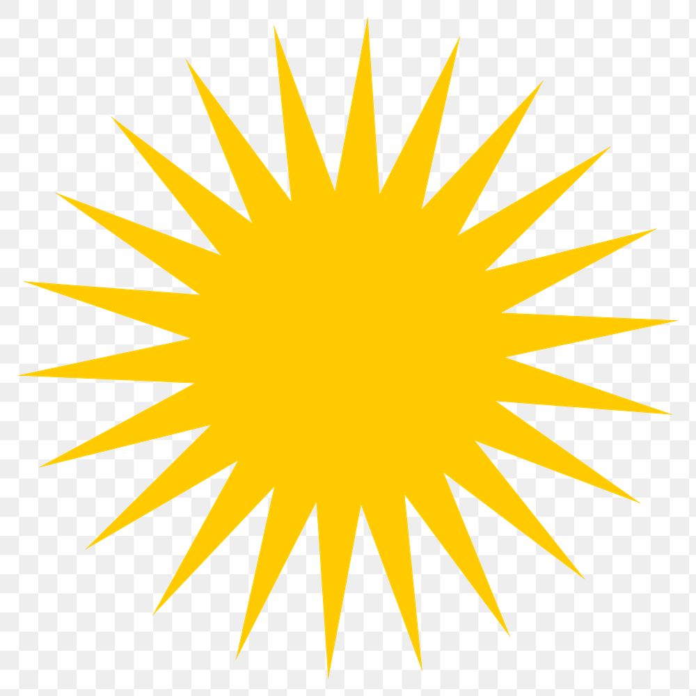 Starburst png sticker, yellow retro flat clipart