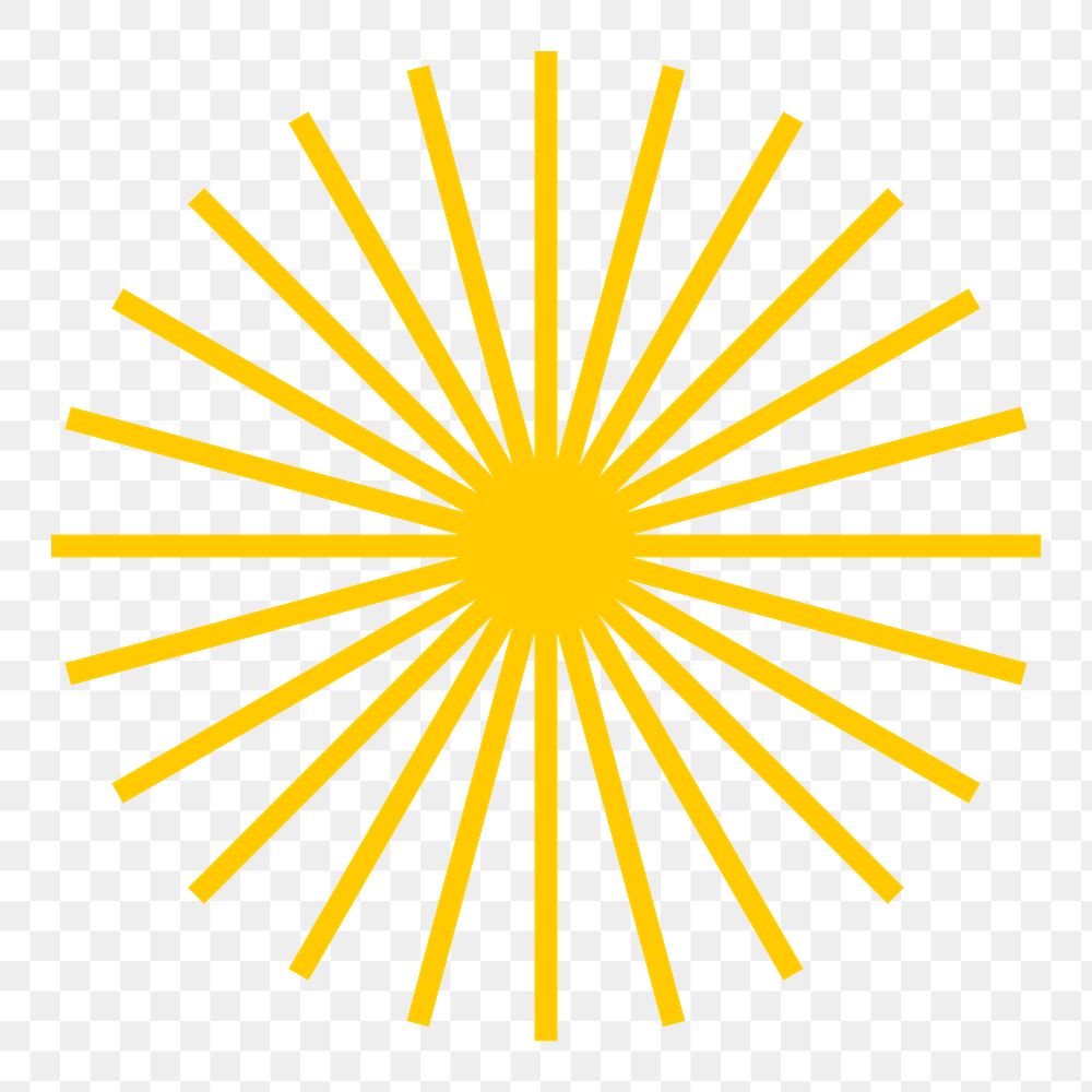 Starburst png sticker, yellow retro flat clipart