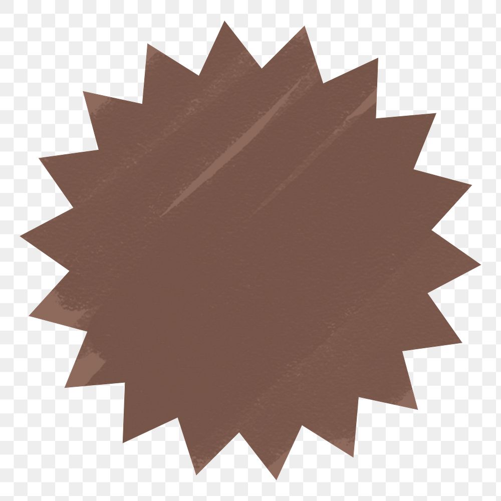 Shape png badge sticker, brown earth tone flat clipart