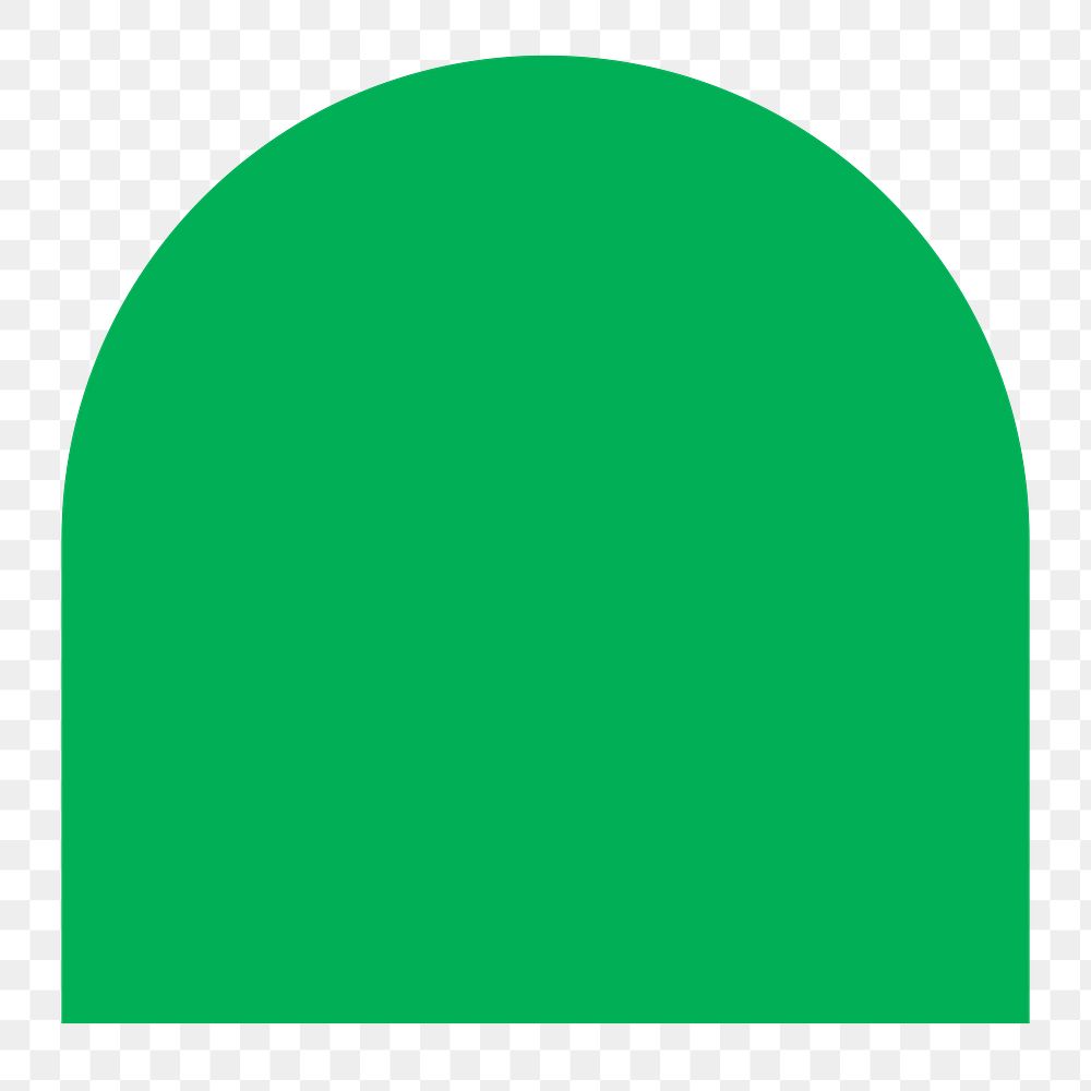 Arch png sticker geometric shape, green retro flat clipart