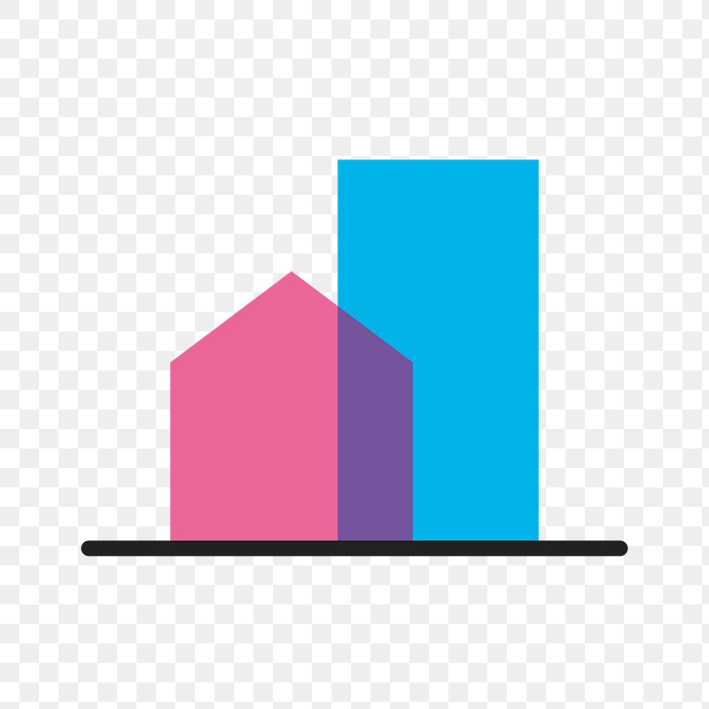 Building icon png, architecture symbol flat design illustration, pink and blue color
