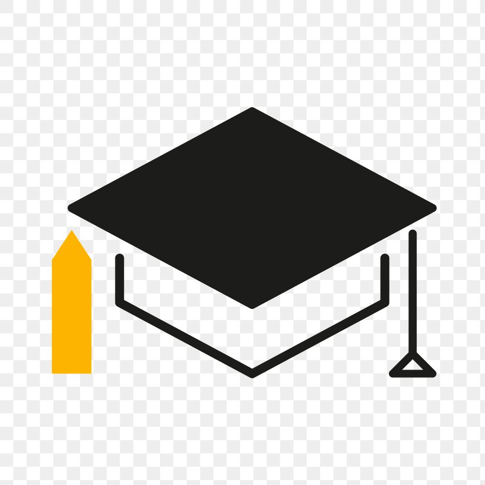 Mortarboard icon png, education symbol flat design illustration