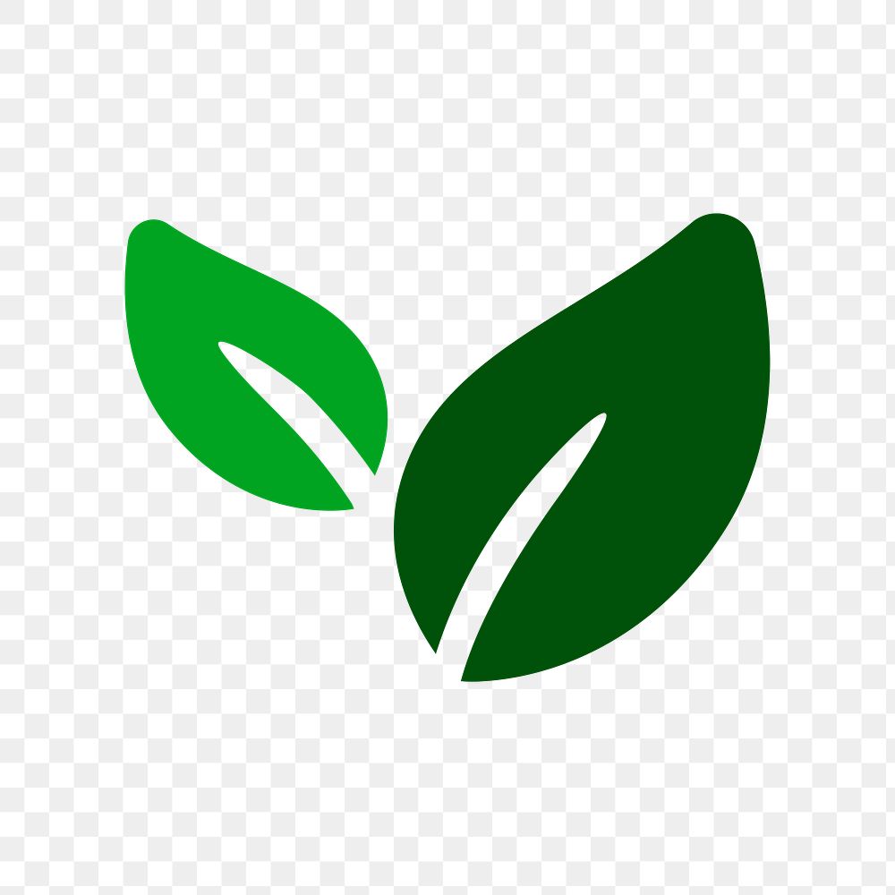 Leaf icon png, nature business symbol flat design illustration