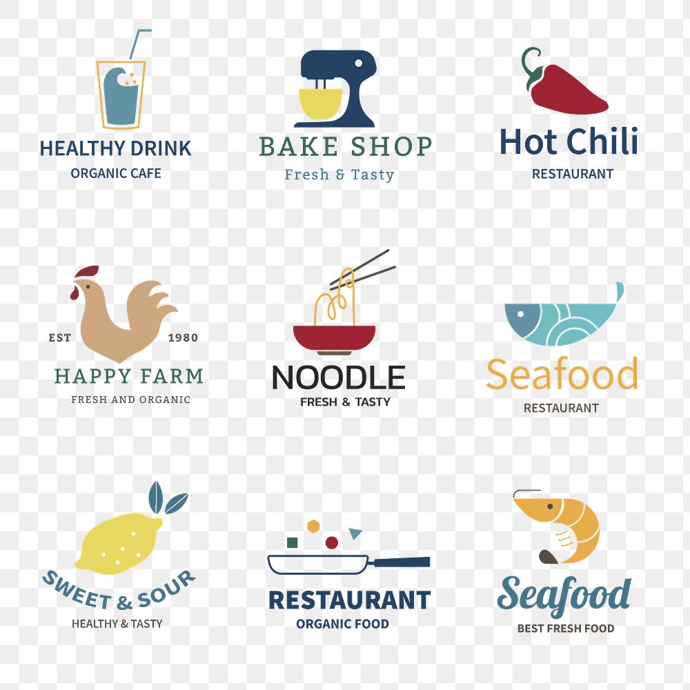 Food & Beverage business logo png, branding design set