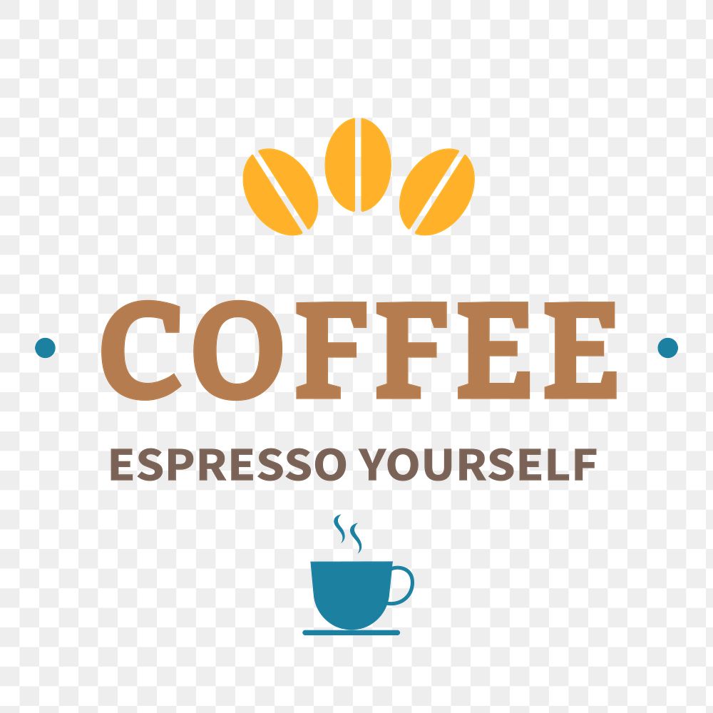 Coffee shop logo png, food business branding design, espresso yourself text