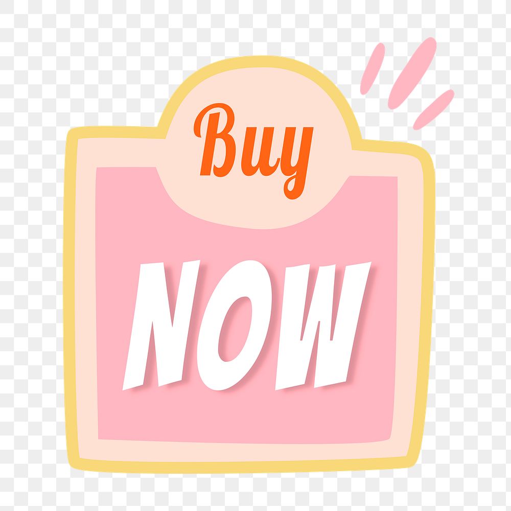 Buy now png badge sticker, shopping doodle clipart