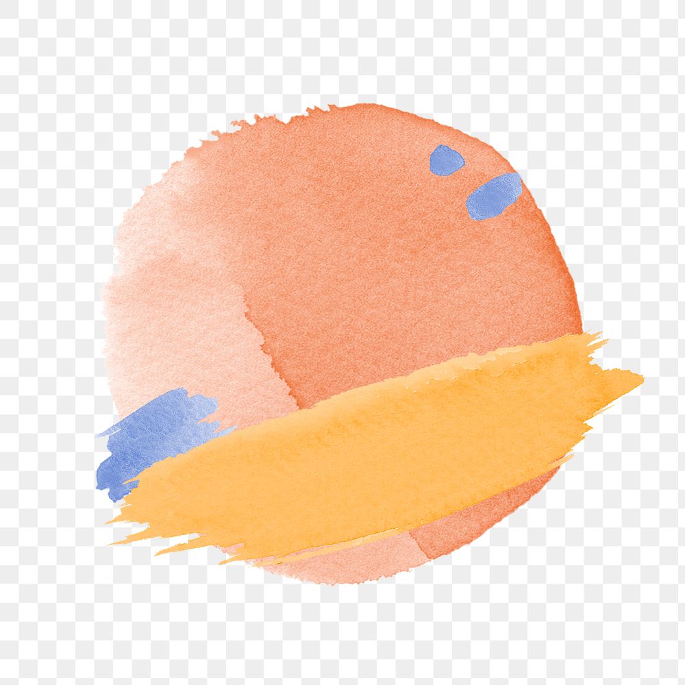Watercolor badge png sticker, feminine orange brush stroke texture