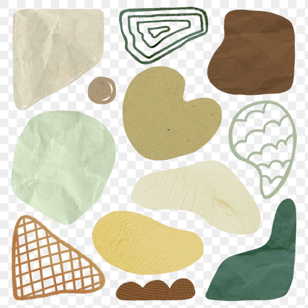 Cute shape png sticker, earthy texture in doodle design collection