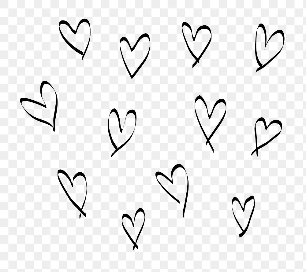 Hearts png doodle sticker, ink element