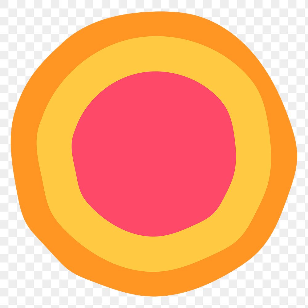 Retro png circle badge, abstract sticker, simple colorful clipart