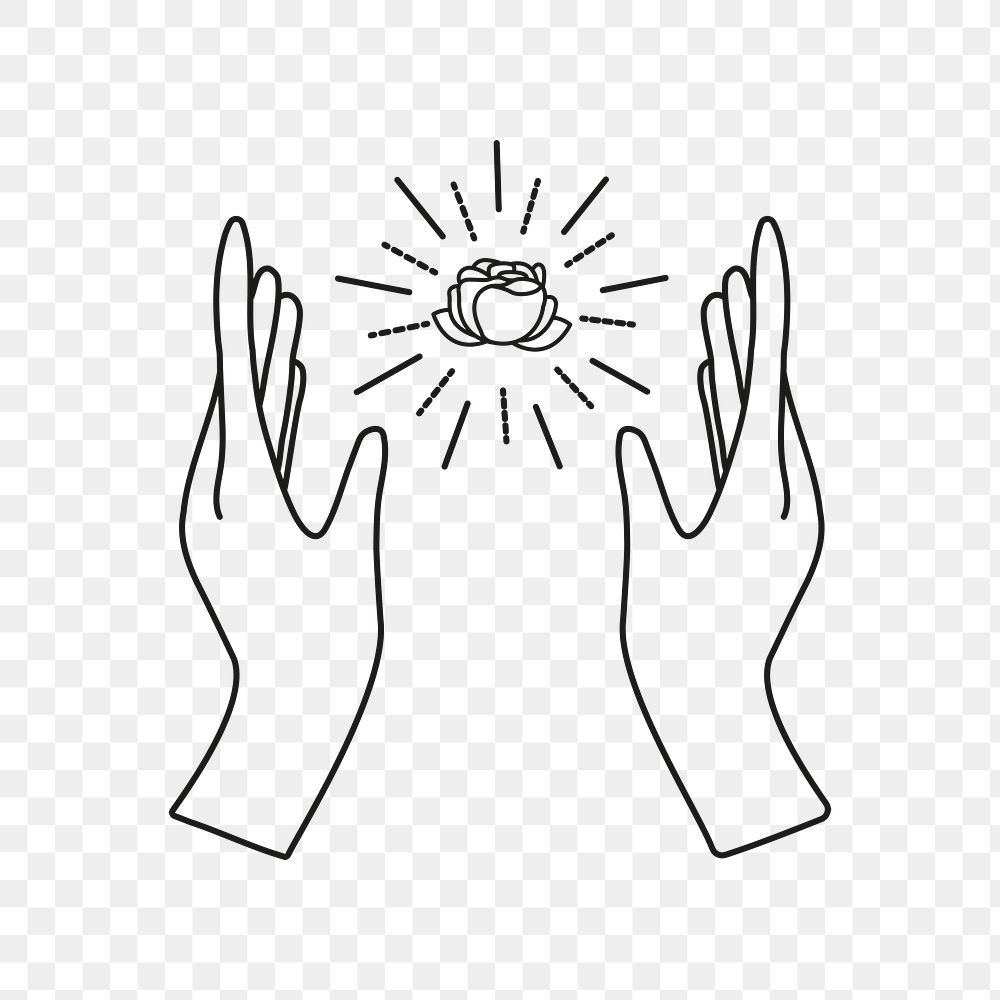 Hands png aesthetic logo element sticker, health & wellness branding