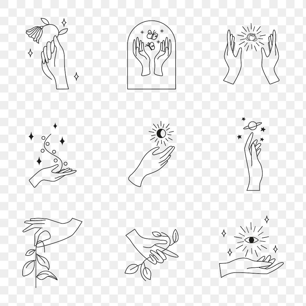 Aesthetic business png logo sticker, minimal collage element set
