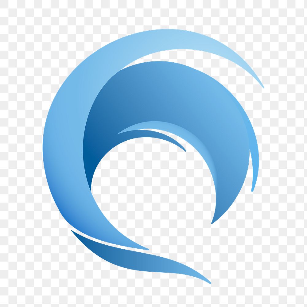 Ocean wave png logo element, blue creative water graphic for business