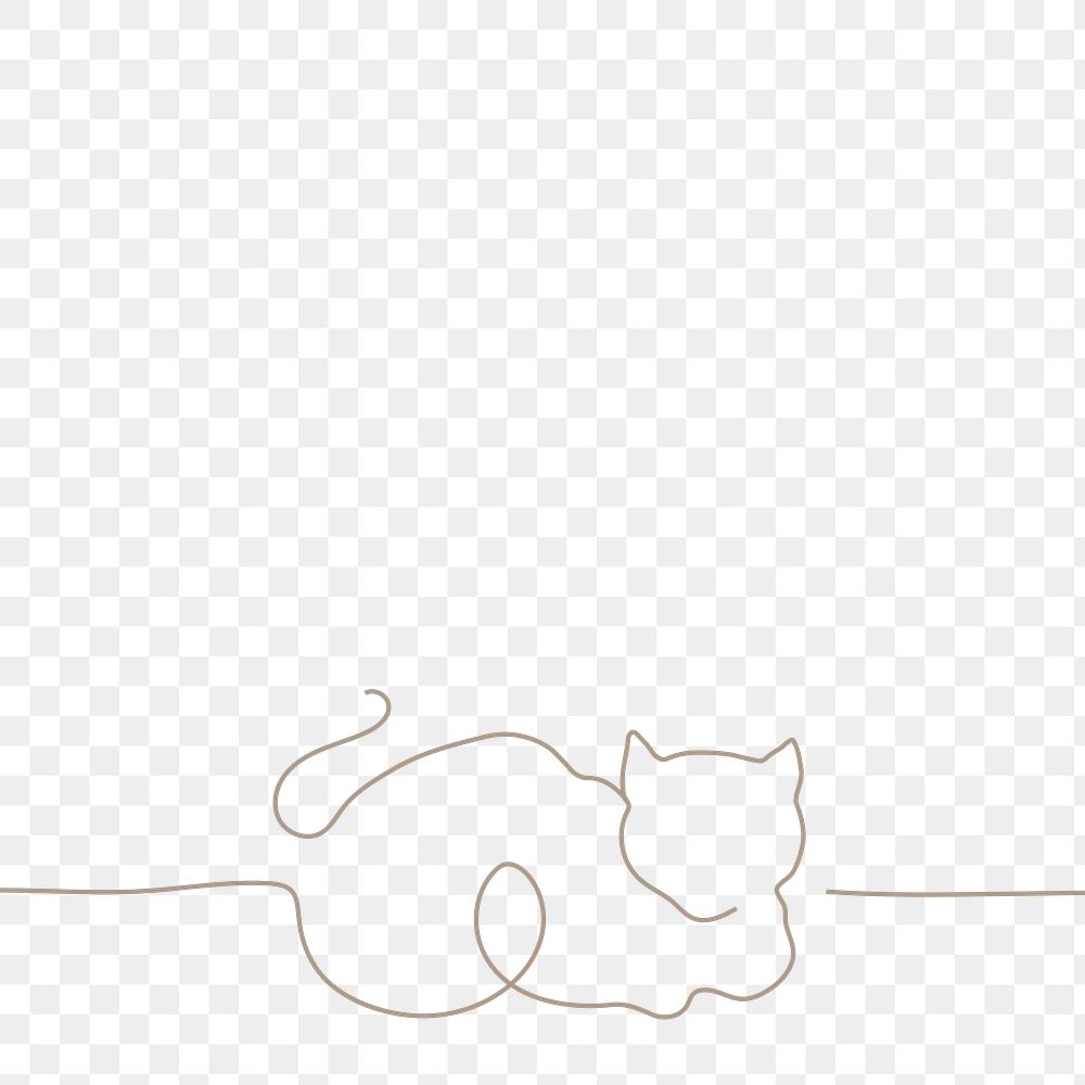 Minimal cat border png, transparent background
