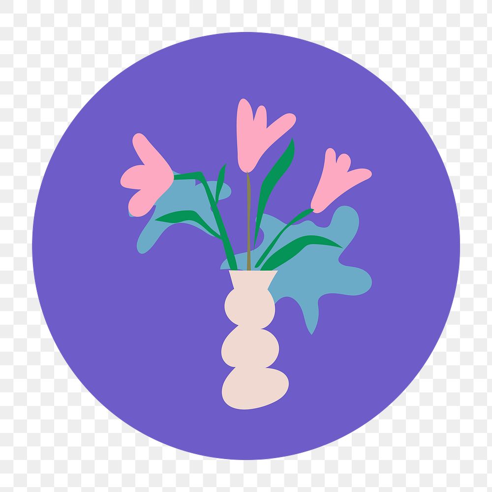 Flower png Instagram highlight icon, aesthetic doodle illustration in retro design