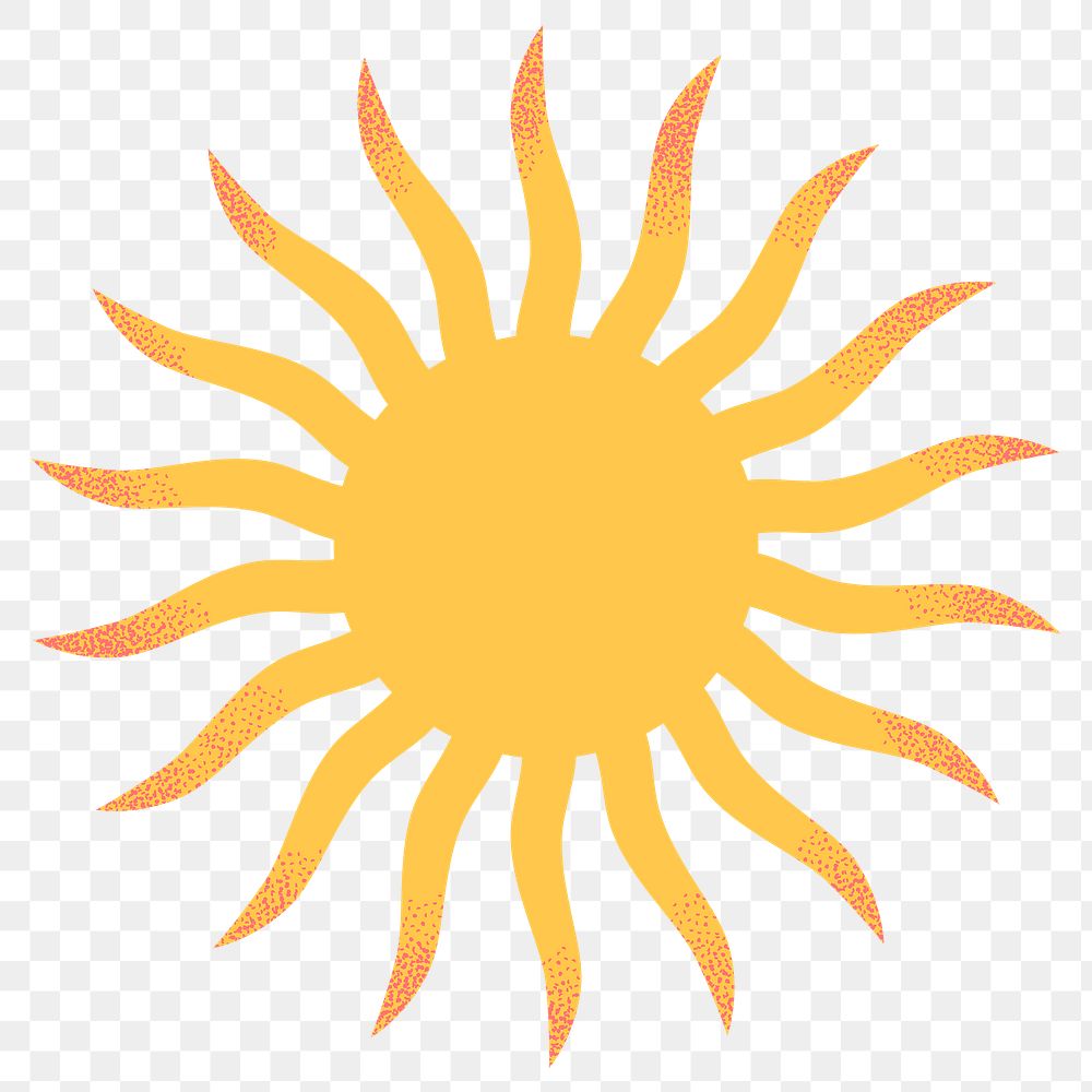 Sun png sticker, psychedelic collage element, transparent background